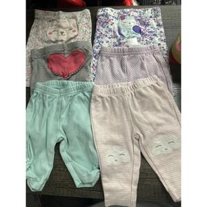 Newborn Girls Leggings Pants Bundle Baby Floral Animal Heart GUC